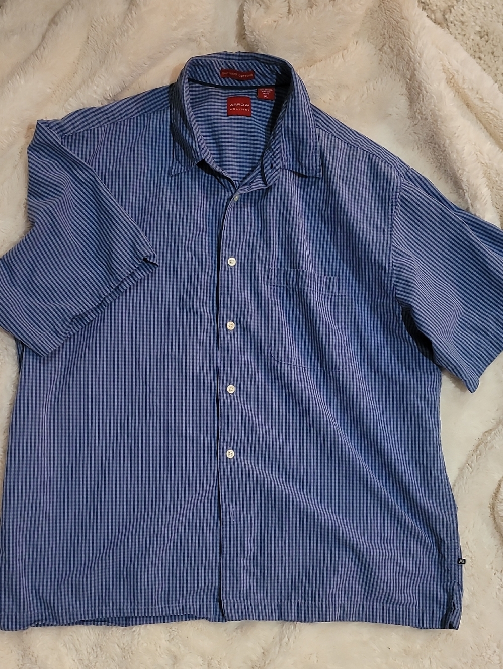 Arrow Blue Gingham Short-Sleeve Button-Down Shirt